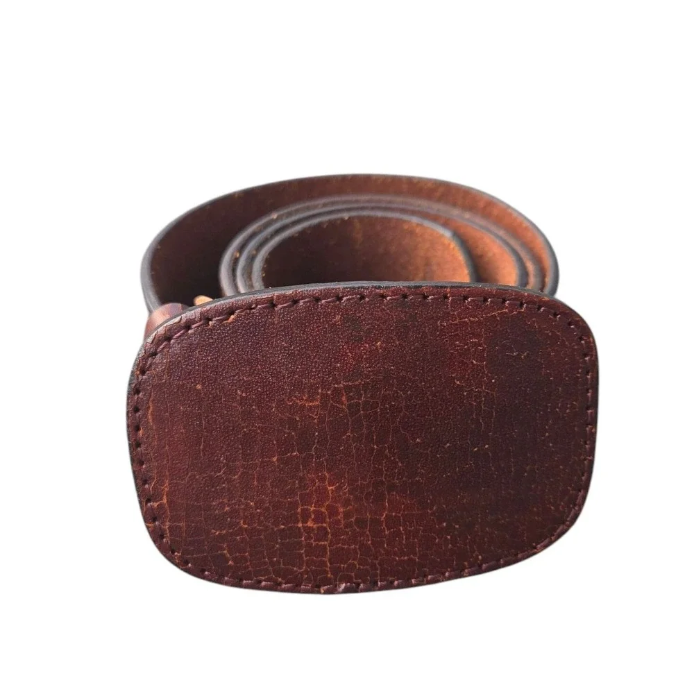 Men's Vintage Distressed Brown Leather Belt Waist 32-36